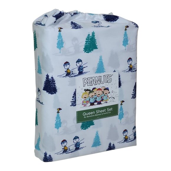 Peanuts Queen Sheet Set By Berkshire Holiday Trees Christmas Polyester - Picture 2 of 9